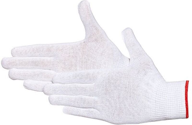 Packung mit 12 Paar dünnen Baumwollstrickhandschuhen, Weiß, Größe 8