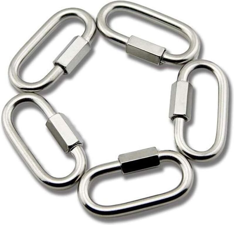 M6 Edelstahl-Schnellverschluss-Karabiner-Kettenglieder in D-Form, 5 Stück