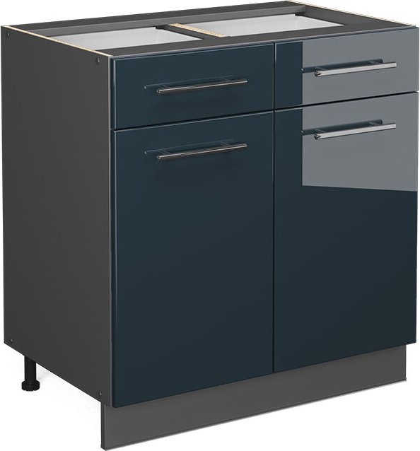 Vicco - Küchenschränke Fame-Line, Dunkelblau Hochglanz, 80 cm ohne Arbeitsplatte