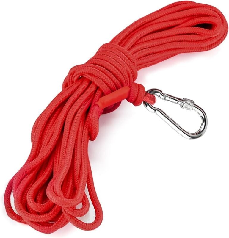 Rettungsseil mit Karabiner, 6 mm statisches Kletterseil, 20 m geflochtenes Nylonseil, Kletterseil mit Karabiner