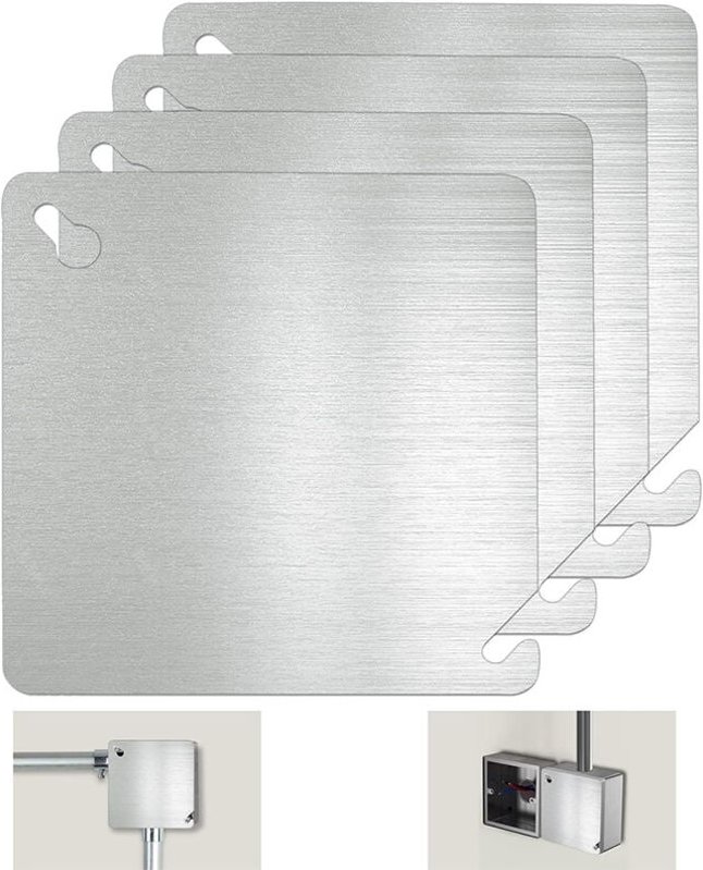 4er-Set Schutzplatten für Elektrokästen aus Metall, quadratische 4x4 Zoll Blindabdeckung, Metallabdeckung für Elektrokäs...