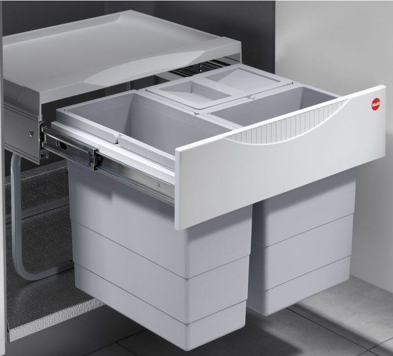 Hailo - Mülleimer Küche, Einbau ab 50cm Schrank, 3-fach Abfalleimer