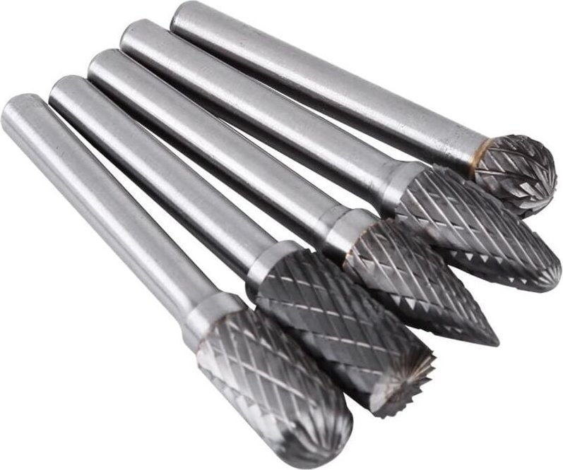 Thumbnail - Rotationsfräser, 5-teiliger Schleiffräser aus Wolframstahl, 6-mm-Schaft, 10-mm-Kopf, Rotationsfräser-Bit-Kit, Schleiffei...
