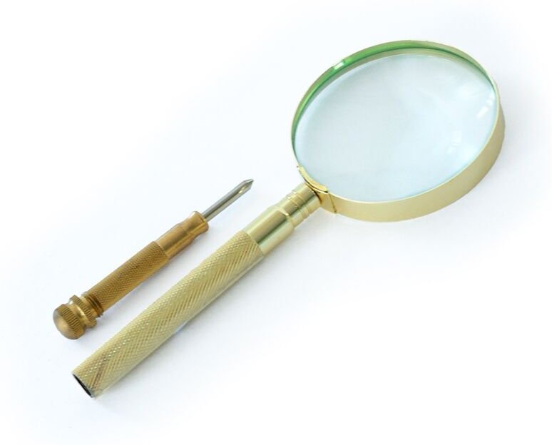 Lupe mit Schraubendreher aus Messing