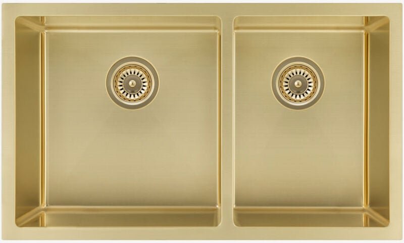 Doppelte Küchenspüle 760 mm - Messing gebürstet - Jaboty