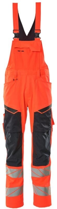 Warnschutz Latzhose 19569-236-22210 Gr. 82C56 hi-vis rot/schwarzblau - Mascot