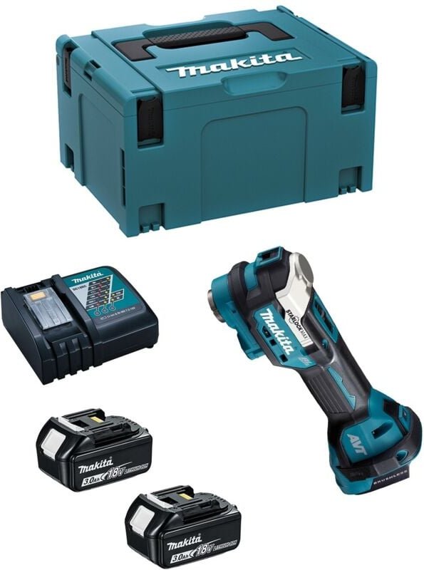 Dtm 52 rfj Akku Multifunktionswerkzeug 18 v Starlock Max Brushless + 2x Akku 3,0 Ah + Ladegerät + Makpac - Makita