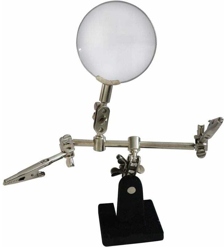 Dritte Hand mit Zange und Lupe - Löthilfe - Mit 5-facher Lupe