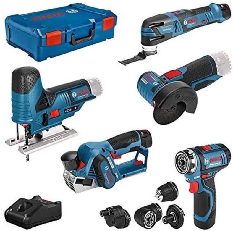 Bosch 5er Werkzeug-Set 12V: GSR + GOP + GHO + GWS + GST + 3x GBA + GAL + XL-BOXX