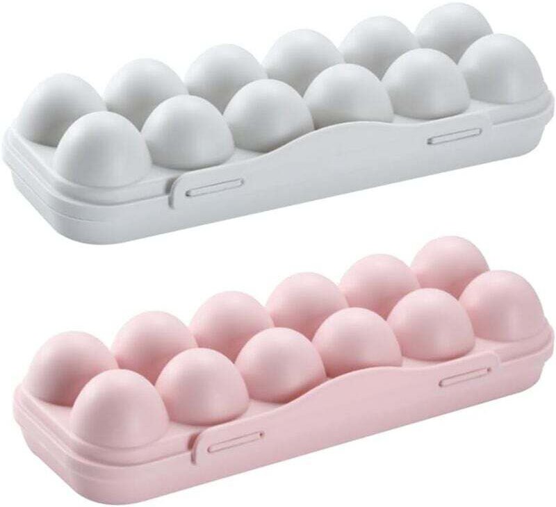 Eier-Aufbewahrungsbox mit Deckel, 2 Stück, Kunststoff-Eierbehälter mit Deckel, Kunststoff-Eierboxen, Kunststoff-Eier-Auf...