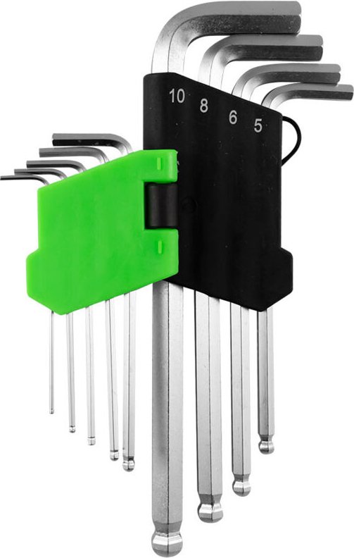 JBM - Set mit 9 langen Inbusschlüsseln mit runder Spitze 53740