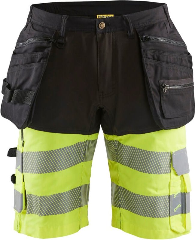 Hochsichtbarer Stretch-Arbeitsshorts 4D 1596 - Schwarz/Neongelb M - FR(44) - SE(C50) - Normen
