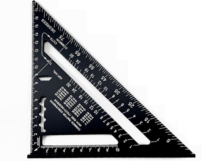 180 mm Zimmermannswinkel, Dreieck-Winkelmesser aus Aluminiumlegierung, 45 90 Grad verdickte dreieckige Zimmermannswinkel