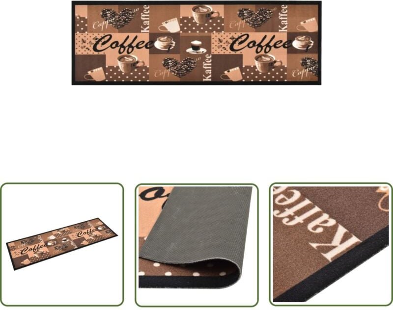 Maison Exclusive - The Living Store Küchenteppich Waschbar Kaffee Braun 60x180 cm - Bodenmatte - Küchenmatte - Teppich -...