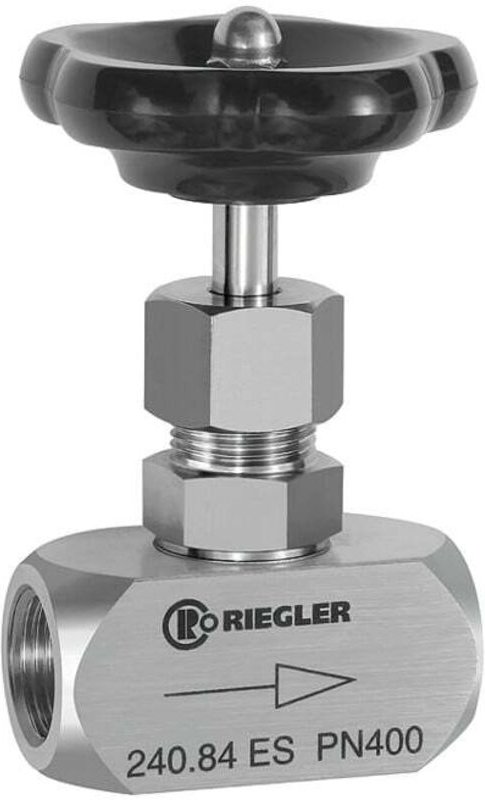 Nadelventil, Edelstahl 1.4571, g 3/8, dn 6, pn max. 400 bar - Riegler