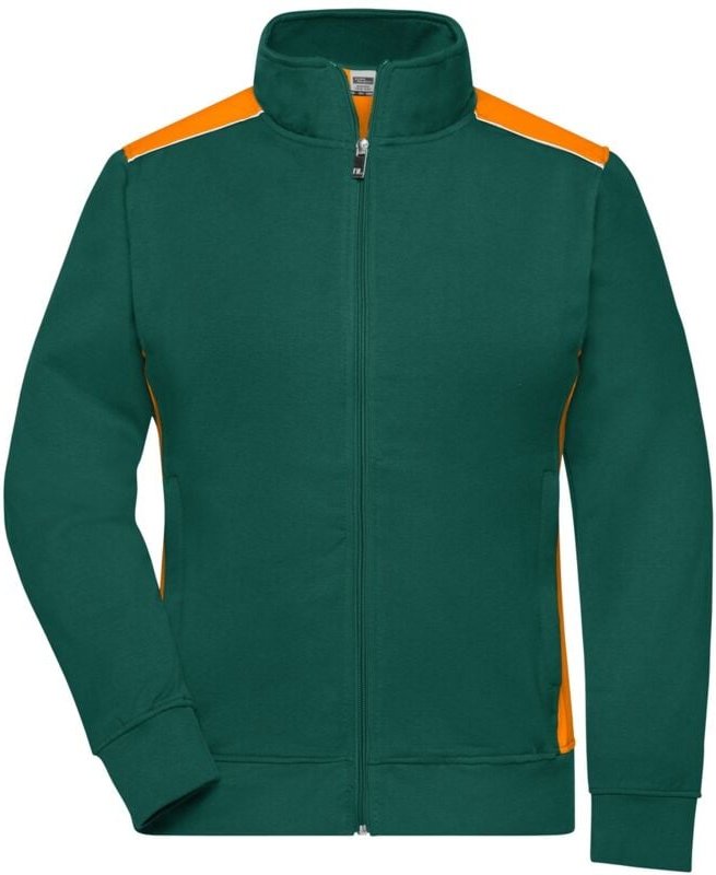 Thumbnail - James&nicholson - Sweat-Jacke Damen JN869 Gr. 2XL dark-green/orange