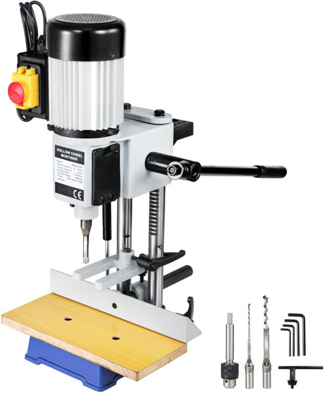 Tischstemmmaschine, 750 w, 2800 U/min, Langlochbohrmaschine, Hohlstemmmaschine mit Meißel-Bit-Sets, Stemmmaschine für Ho...