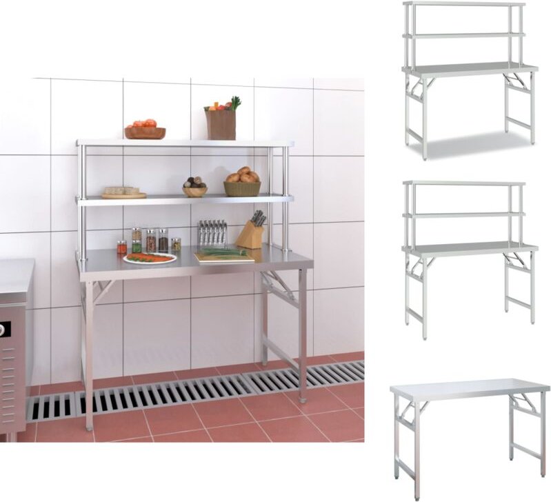 Vidaxl - Gastronomie - Living Küchen-Arbeitstisch mit Aufsatzboard 120x60x145 cm Edelstahl