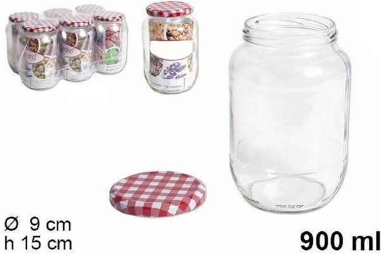 Trade Shop Traesio - Trade Shop - set 6-TEILIG glasbehälter mit deckel gläser 900ML -