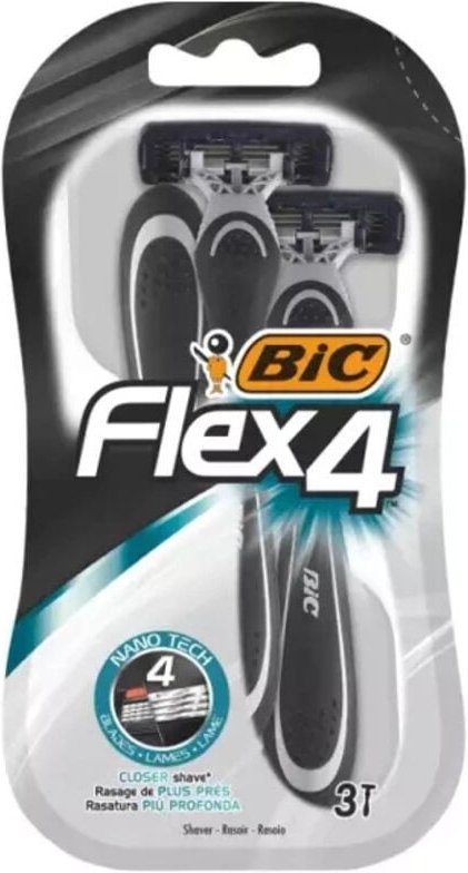 BIC Flex 4 Herrenrasierer, 4 Klingen, 3 Stück