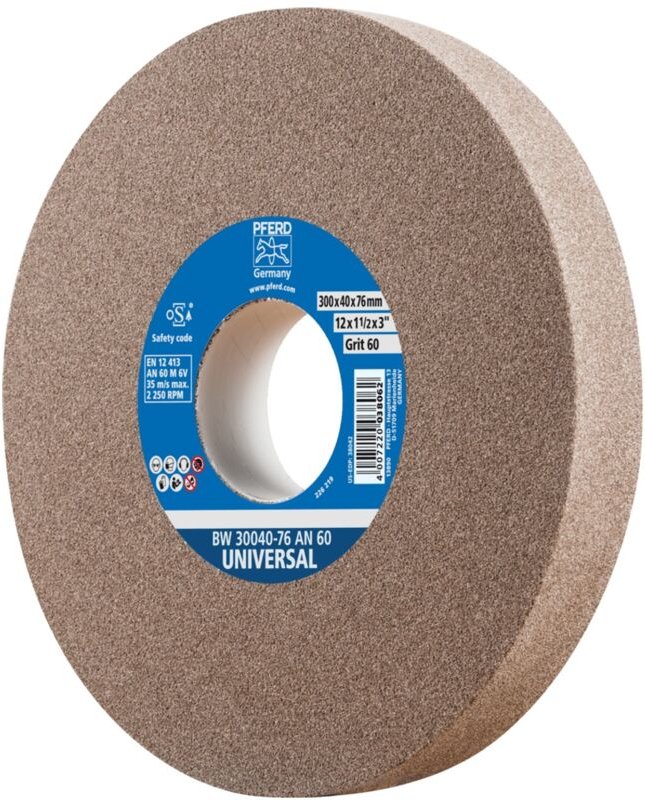 Pferd - Schleifbockscheibe ø 300x40mm Bohrung-Ø 76 mm A60 für universelle Schleifaufgaben