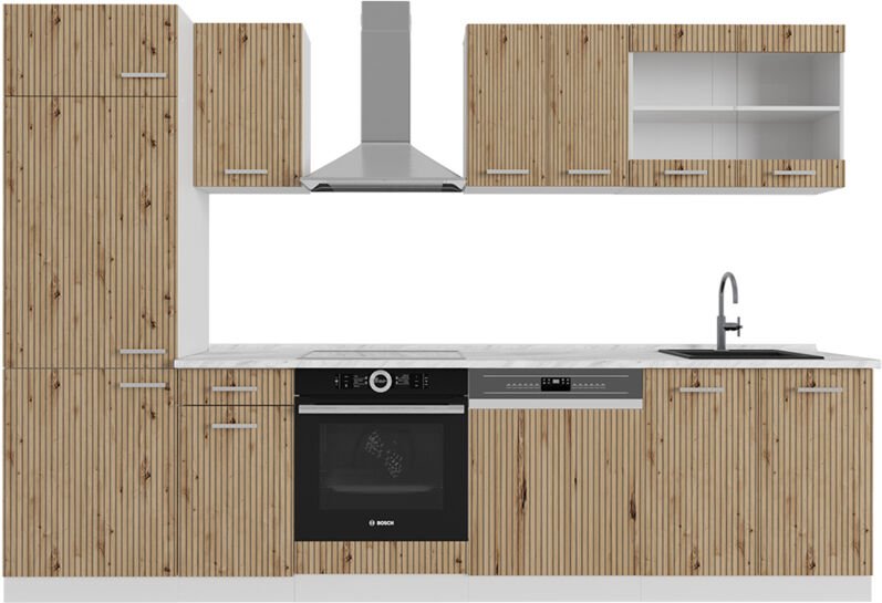 Thumbnail - Vicco - Küchenzeile R-Line, Artisan Eiche/Weiß, 300 cm ohne Arbeitsplatte