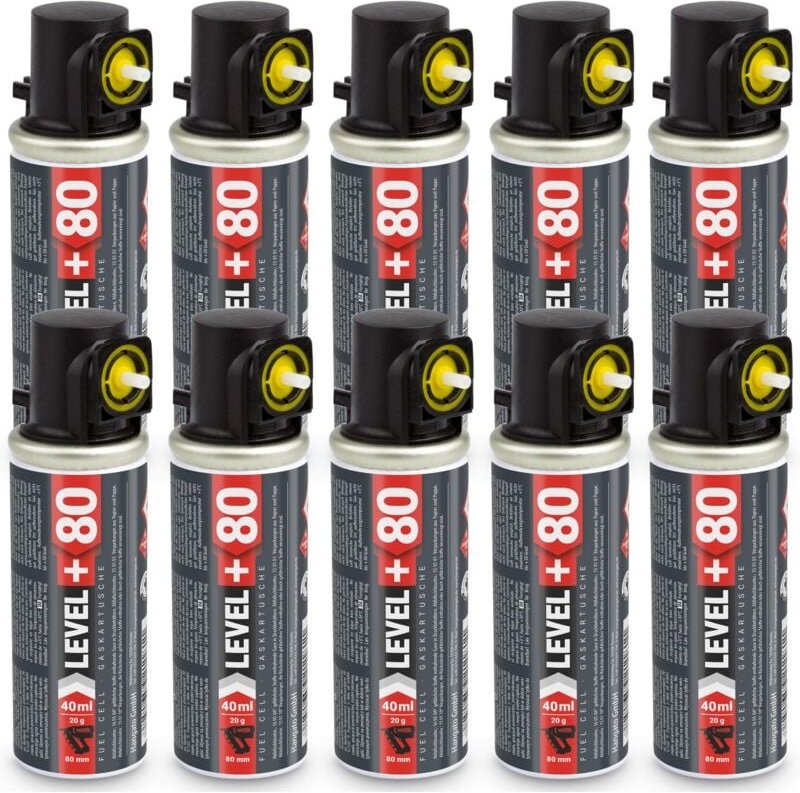 Level+ - level+ Gaskartusche 80mm 40ml Fuel Cell Ersatzgas für Stiftnagler L+80 - 10 St.