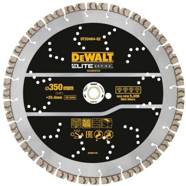 Blade de Schneiden de Diamant DeWALT Elite 350 mm Allzweck, universal Einsatz im Bauwesen, zum Schneiden de Beton, Stein...