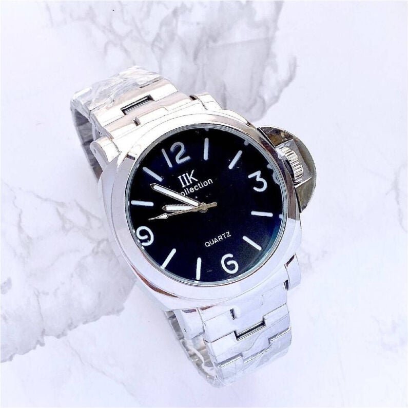 Trade Shop Traesio - Trade Shop - ik collection herren armbanduhr quarz gross analog silber schwarze rückseite -