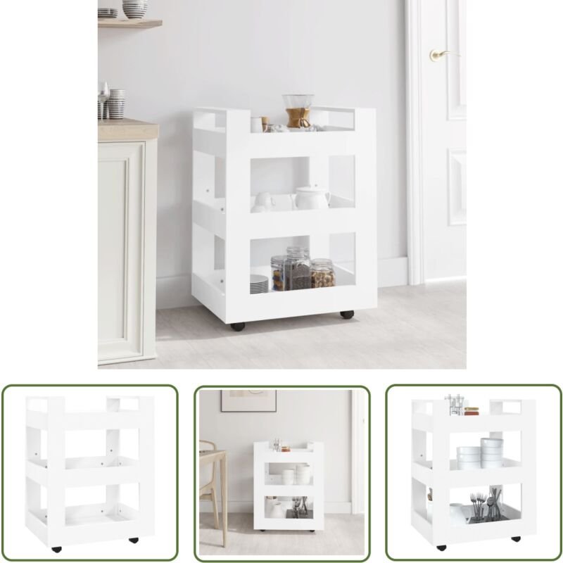 Küchenwagen Weiß 60x45x80 cm Holzwerkstoff - Küchenwagen - Kücheninsel - Küchenregale - Holzwerkstoff Möbel - Weißer Küc...