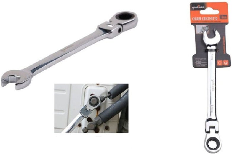 Trade Shop Traesio - Trade Shop - 13-mm-Maul-Ratschenschlüssel mit klappbarem Kopf, verchromtes Vanadium-Werkzeug 91735 ...