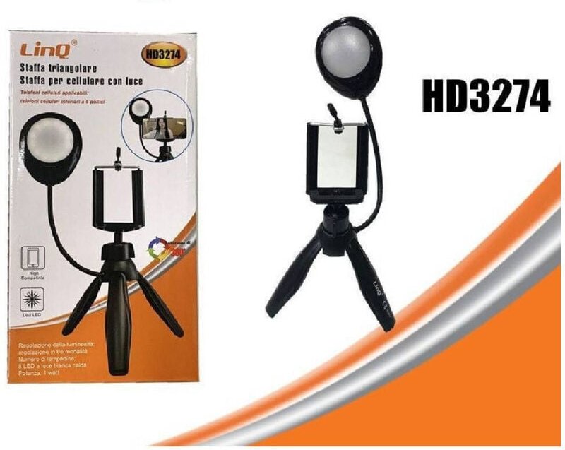 Trade Shop Traesio - Trade Shop - third tabelle mit led light 3 intensity girevole 360° für smartphone HD3274 -