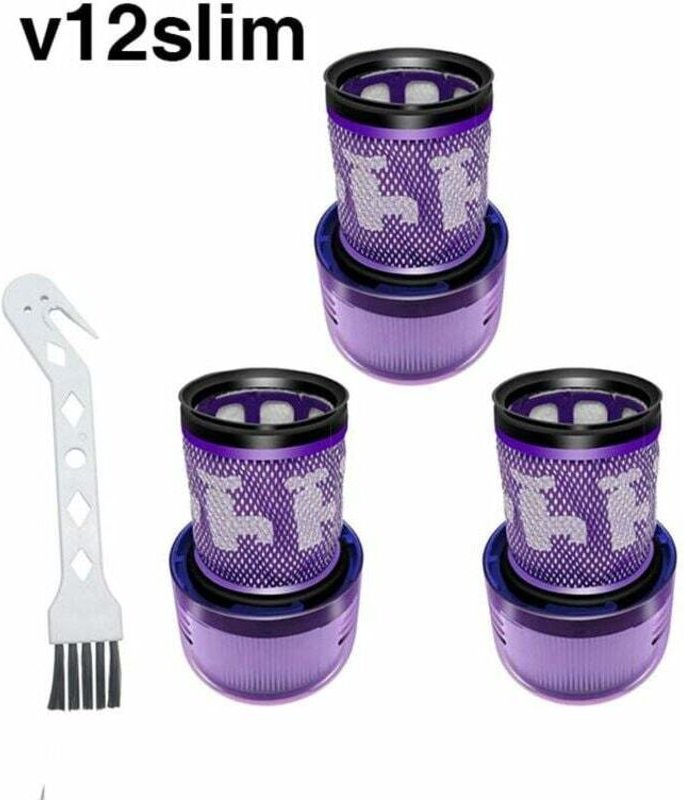 3er-Pack HEPA-Filter 971517-01 für Dyson V12 Detect Slim Akku-Staubsauger mit 1 Bürste