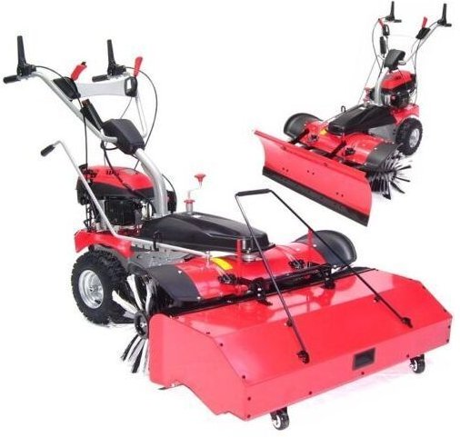 Benzin Kehrmaschine 1000 mit Schneeschieber und Auffangbehälter 55743/47/44