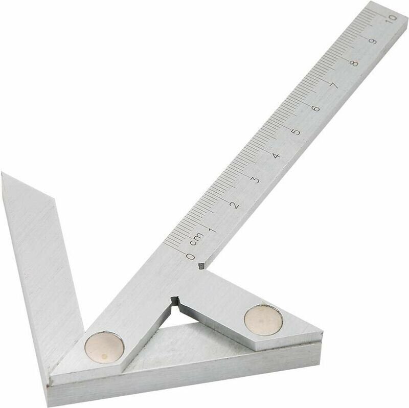 SNQ - Zentrierwinkel aus Kohlenstoffstahl, Zentriermaßlineal, Zimmermannswinkel 10 x 7 cm