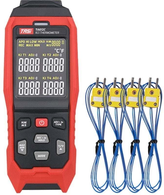 TA612C 4-Kanal-Thermoelementthermometer Typ K/J -2001372℃/-3282501℉, 5000 Datensätze, mit USB-Datenupload und Echtzeitme...