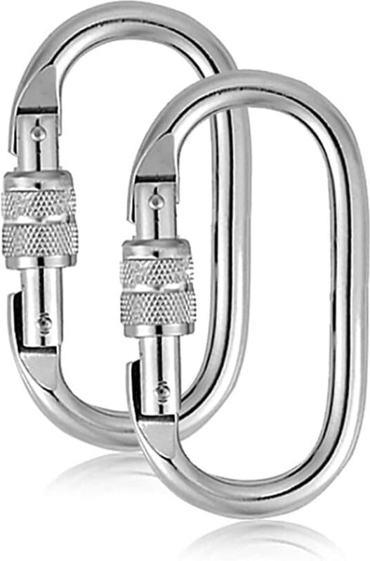 Thumbnail - Stück Kletterkarabiner 25 kN, Edelstahl-O-Ring-Verschlusskarabiner mit Schraubverschluss zum Klettern, Abseilen, Hängema...