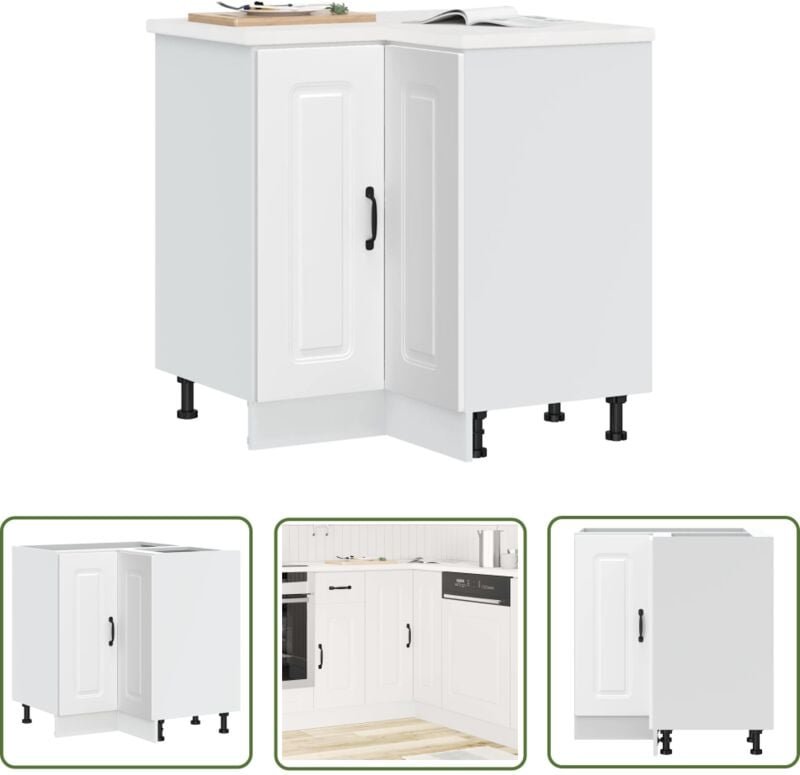 The Living Store - vidaXL Küchen-Eckunterschrank Kalmar Weiß Holzwerkstoff