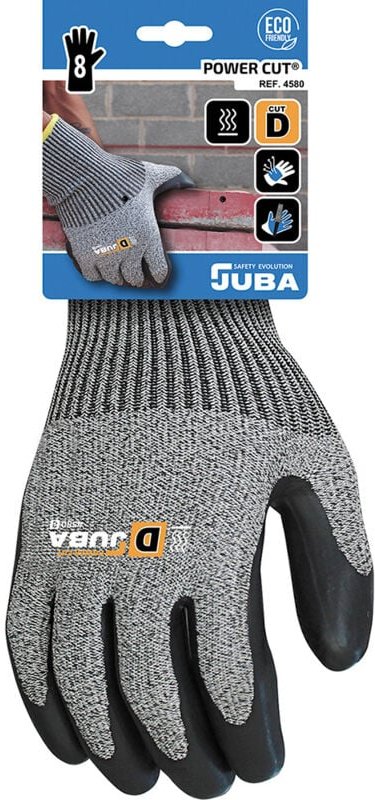 Juba - Schnittfester Arbeitshandschuh aus K-Rock/Öko-Latexfaser, Größe 10