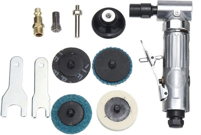 Druckluftschleifer, Winkelschleifer 90° Krümmung - 1/4' Lufteinlass - Mit 2' Schleifscheibe - Pneumatischer Schleifer mi...