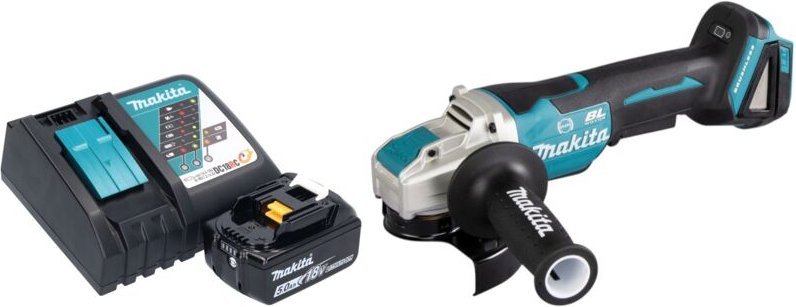 Dga 520 RT1X1 Akku Winkelschleifer 18 v 125 mm x-lock Brushless + 1x Akku 5,0 Ah + Ladegerät - Makita