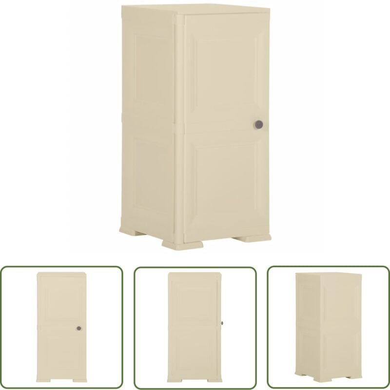 Thumbnail - Kunststoffschrank 40x43x85,5 cm Holzdesign Angora-Weiß - Aufbewahrungsbox - Garderobe - Schuhregal - Wohnzimmermöbel - S...