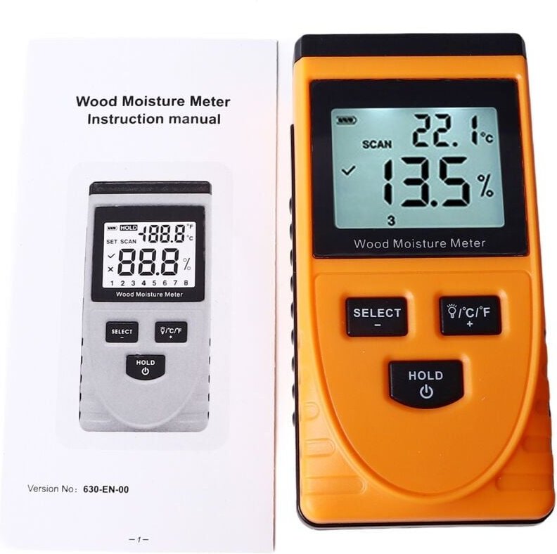 SNQ - WT630 Holzfeuchtemessgerät, stiftloser Induktions-Multifunktions-Digitaldetektor, 8-stufige Einstellung, zerstörun...