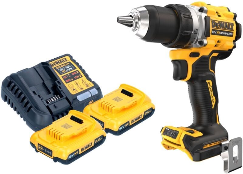 DeWalt DCD 800 D2 Akku Bohrschrauber 18 V 90 Nm Brushless + 2x Akku 2,0 Ah + Ladegerät