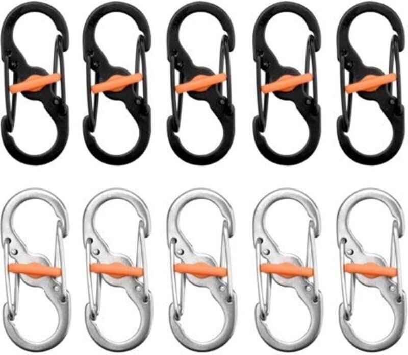 Thumbnail - Set mit 10 kleinen Schraubkarabinern aus Edelstahl, Kleiner Karabiner, Mini-Schlüsselanhänger s Doppelkarabiner - Lablan...