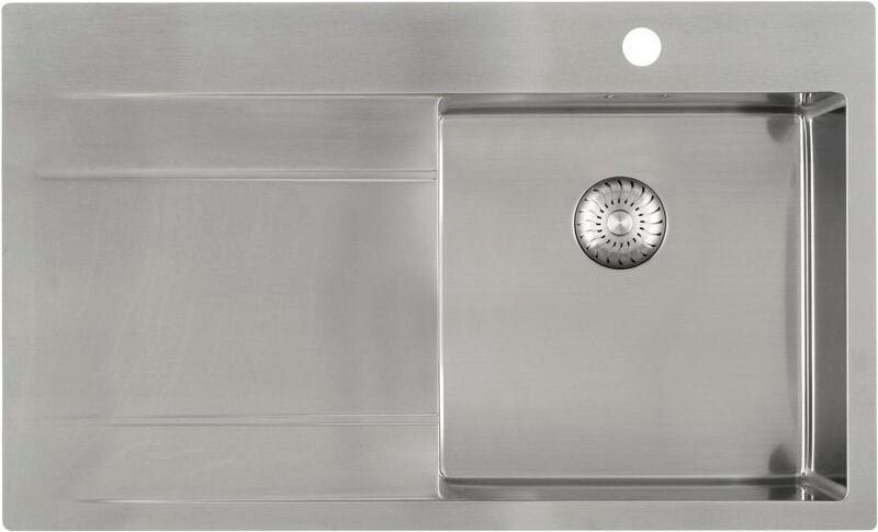 Solido Edelstahlspüle CAPP40ABR Spülbecken mit Abtropfteil links, nahtloses Becken, Unterbau ab 500mm, 860x520mm