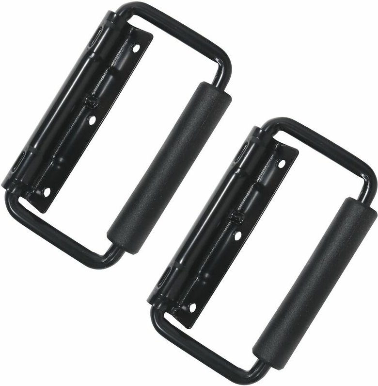 Thumbnail - HMF - 14991-02 Klappgriff 2er Set, lackierter Stahl, Gefedert, 3-Loch, 13 x 7,8 cm, schwarz