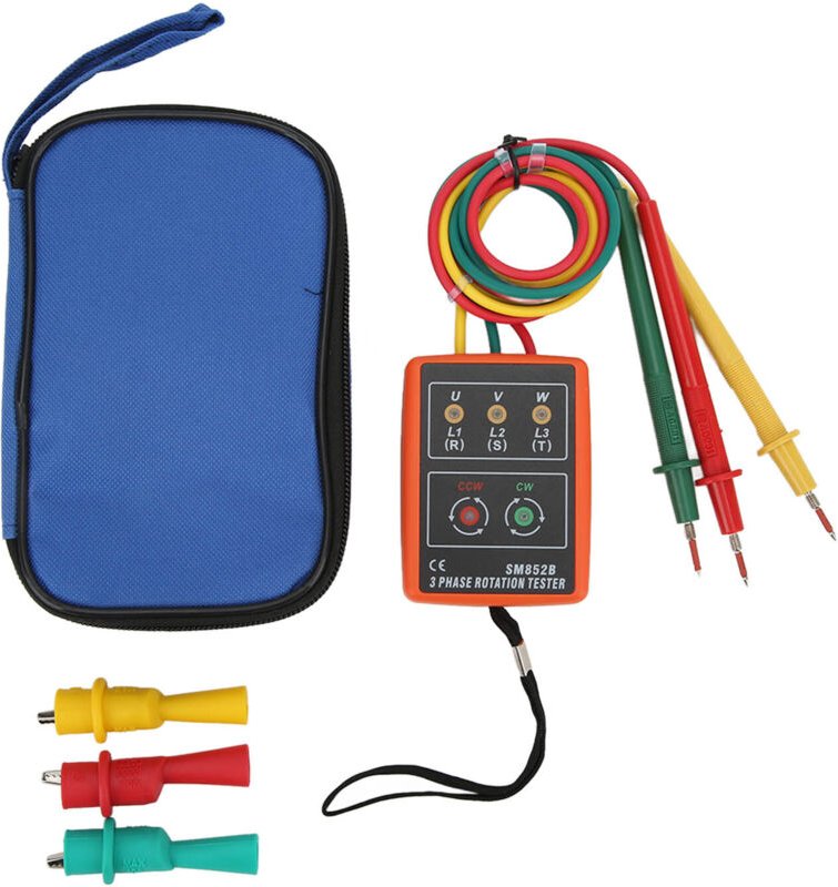 SUNXURY SM852B Digitaler Dreiphasen-Rotationstester, tragbarer und weitreichender Dreiphasen-Rotationsmesser für Stromte...