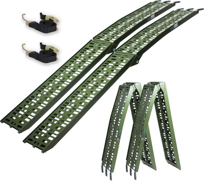 Thumbnail - Baumarktplus - trutzholm 2 x Auffahrrampen klappbar 228 cm Traglast 680 kg Alu oliv gelocht Rampen Motorradrampen