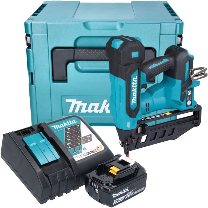Dbn 601 RF1J Akku Nagler 18 v 19 - 64 mm Brushless + 1x Akku 3,0 Ah + Ladegerät + Makpac - Makita